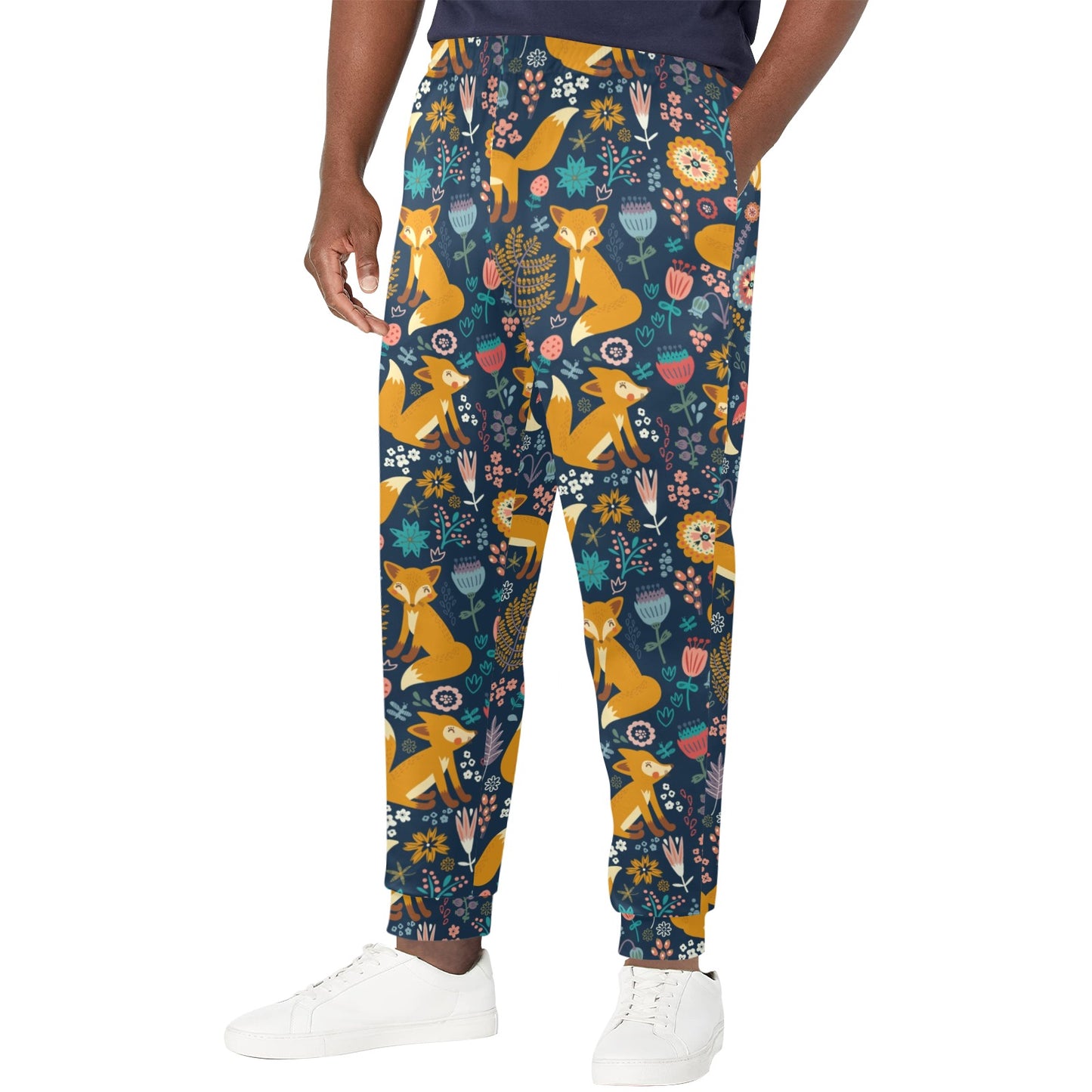 Fox Cute Jungle Print Pattern Men's Casual Track Pants