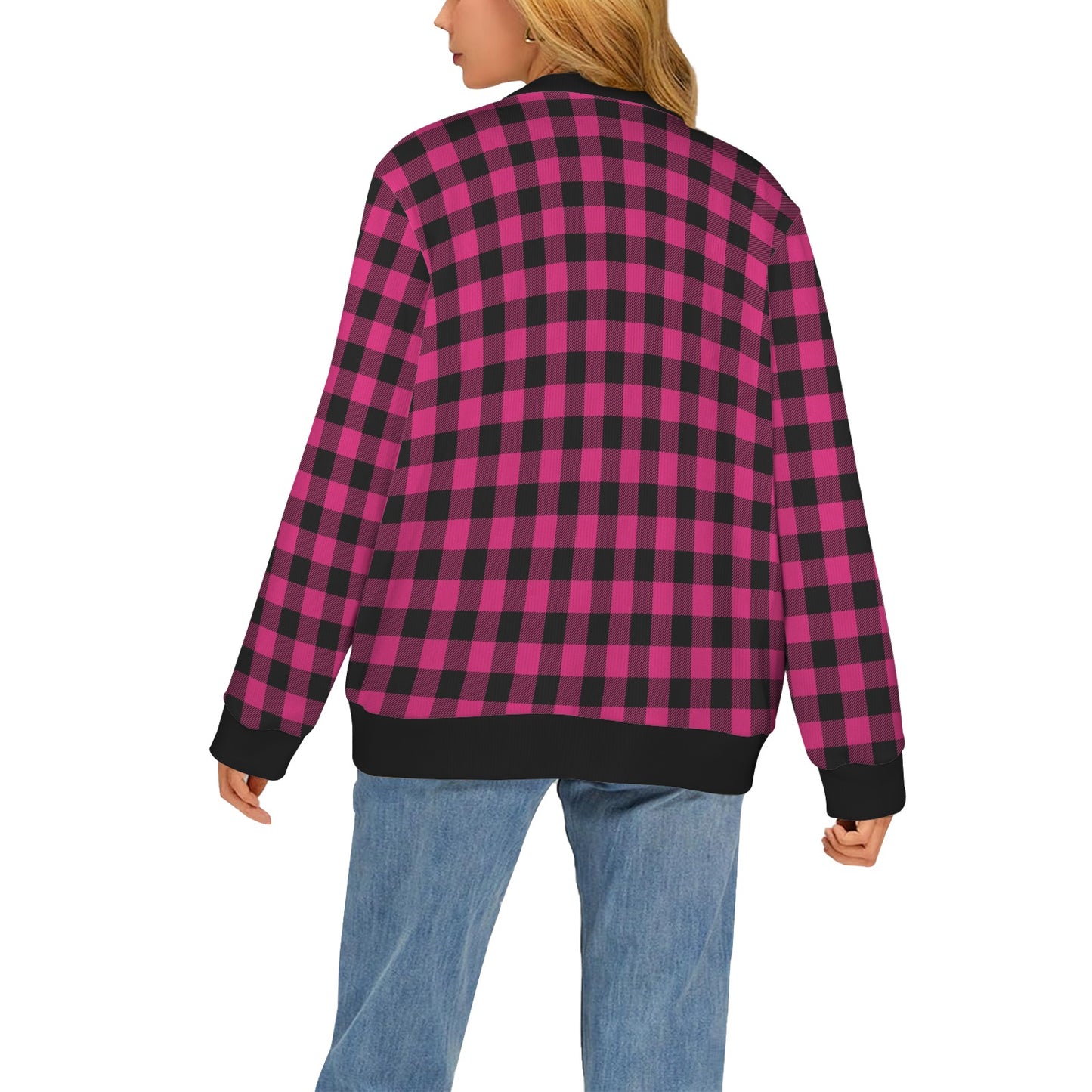 Pink Tartan Plaid Pattern Women's Cardigan