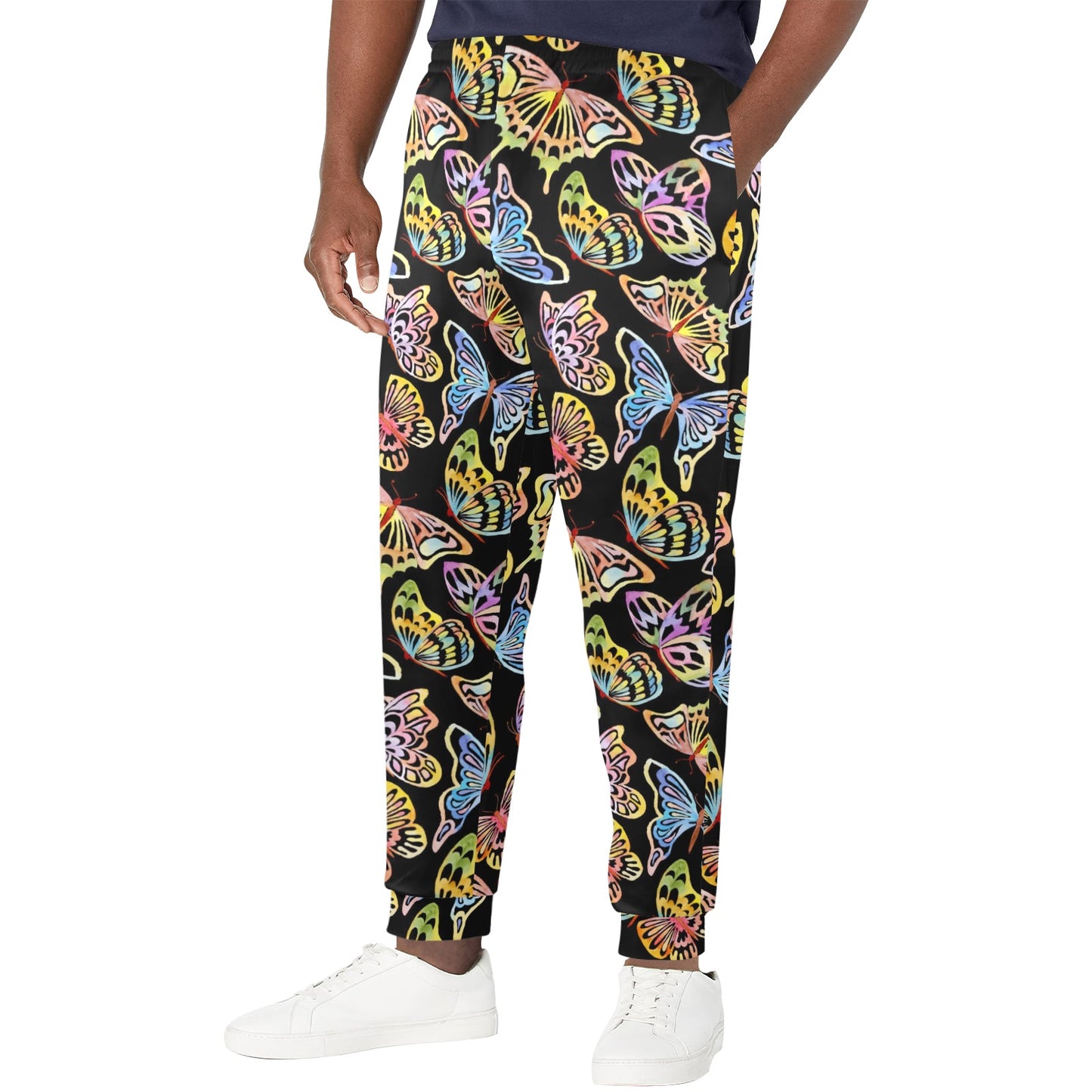 Butterfly Water Color Rainbow Men's Casual Track Pants