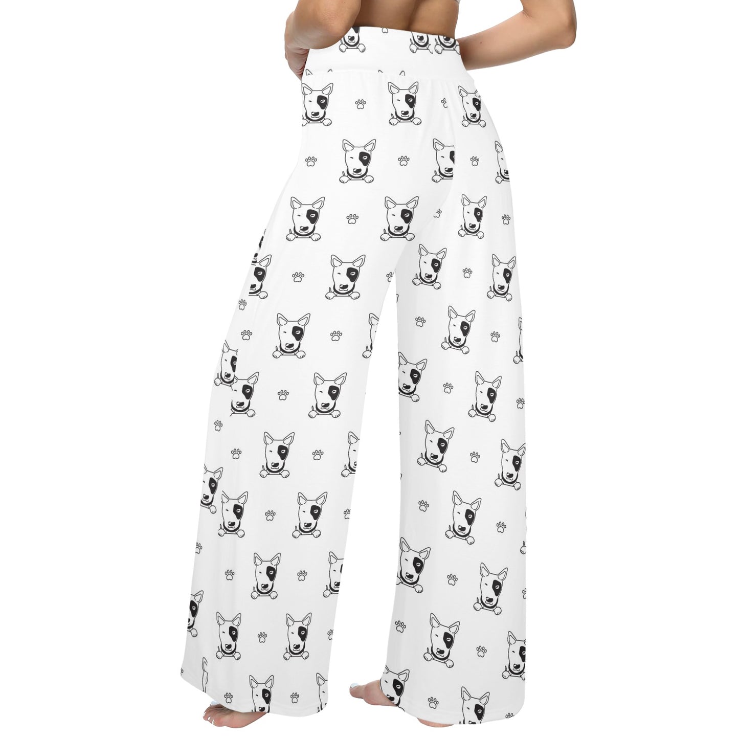 Bull Terriers Pattern Print Design 06 Women's Wide Leg Lounge Pants