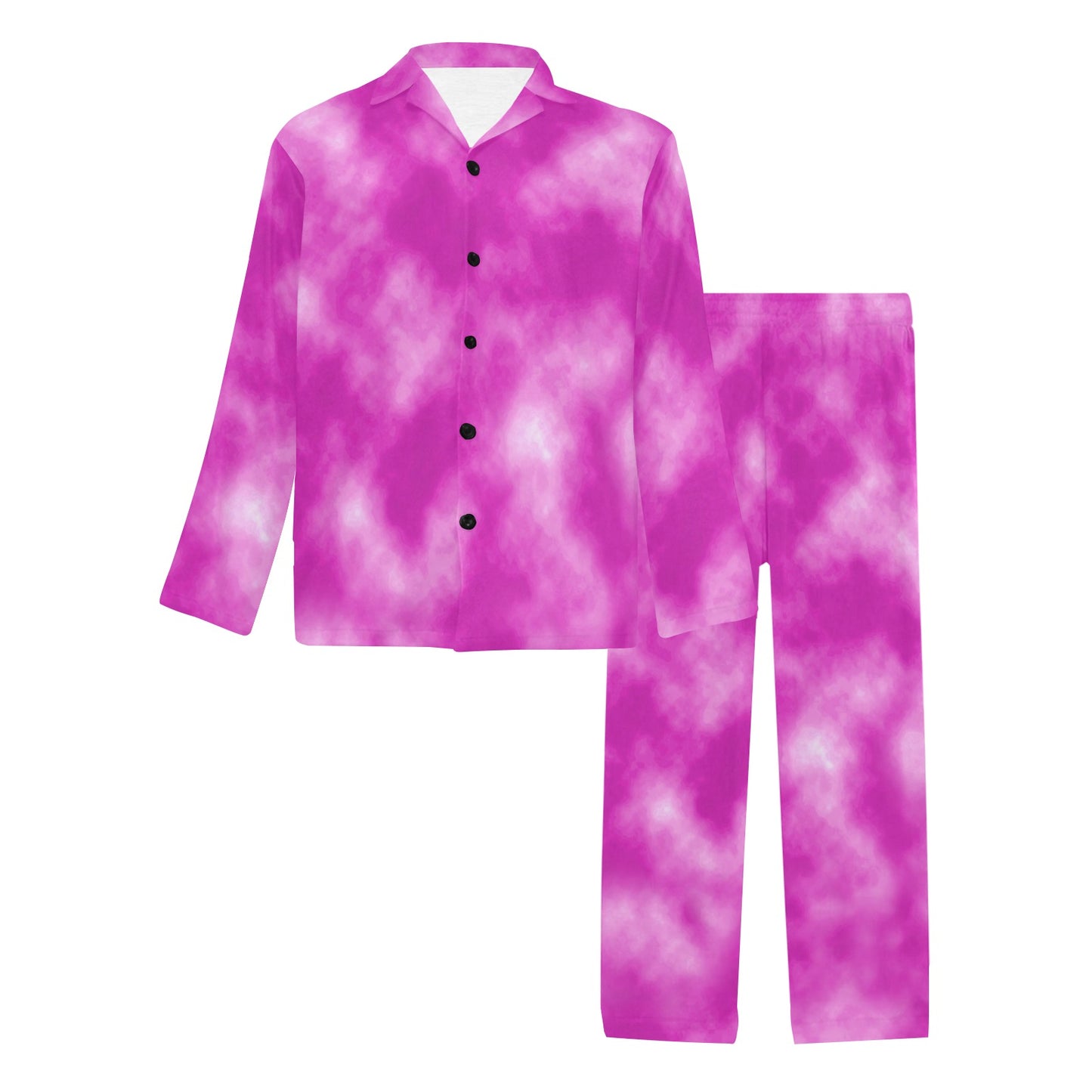 Tie Dye Pink Design Print Men's Long Pajama Set