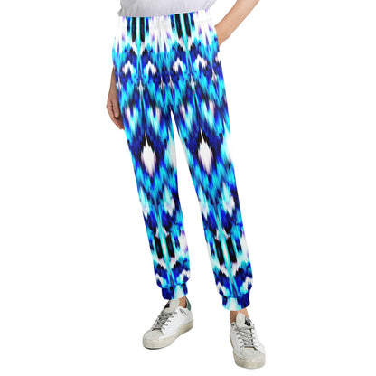 Ikat Blue Pattern Print Design 01 Women's Casual Track Pants