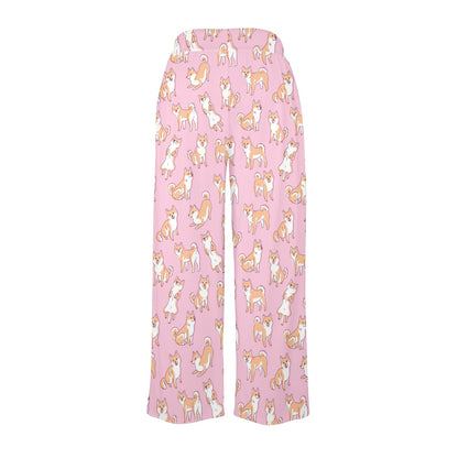 Shiba Inu Print Design LKS303 Women's Wide Leg Lounge Pants