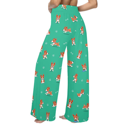 Basenji Pattern Print Design 02 Women's Wide Leg Lounge Pants