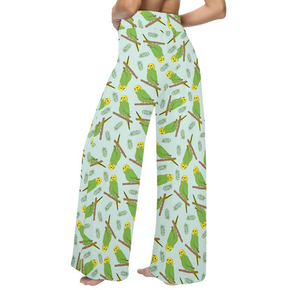 Budgerigar Pattern Print Design 04 Women's Wide Leg Lounge Pants