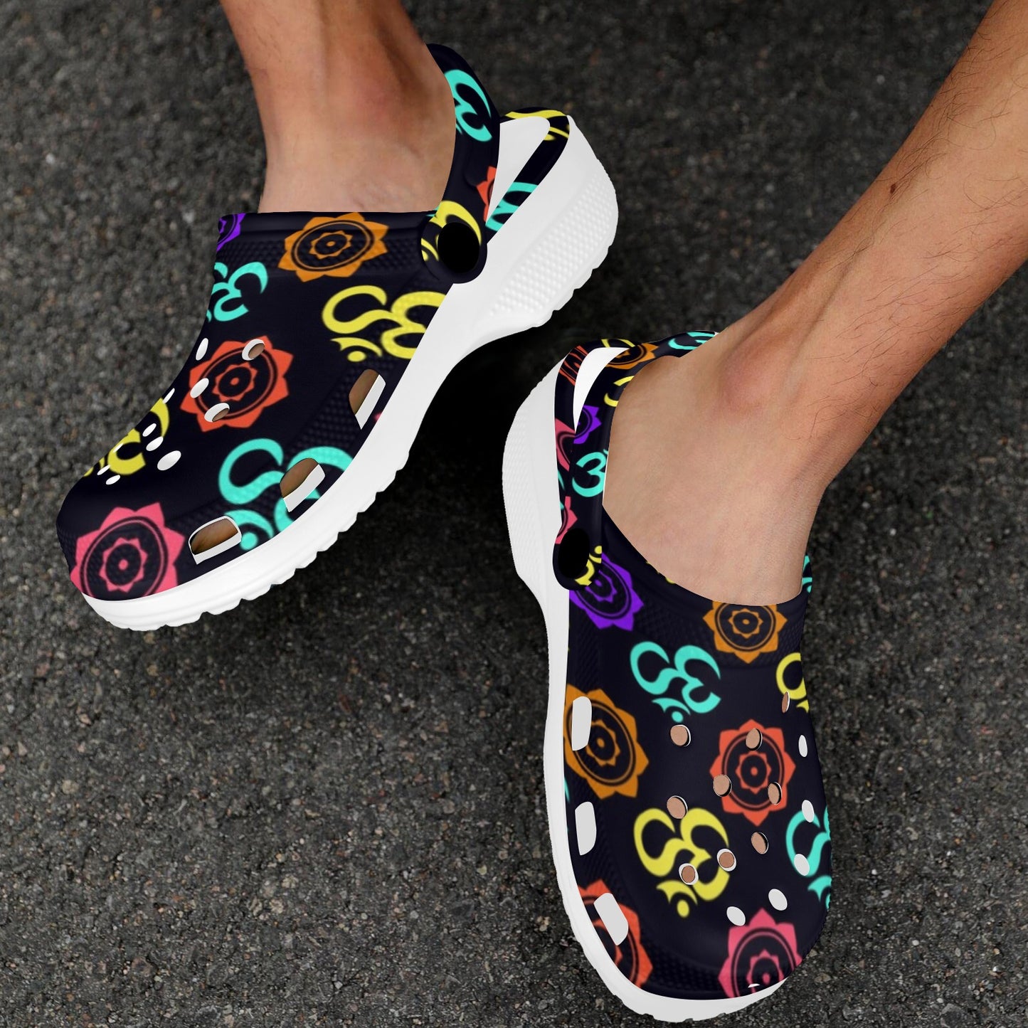 Chakra OM Print Pattern Unisex Clogs Shoes