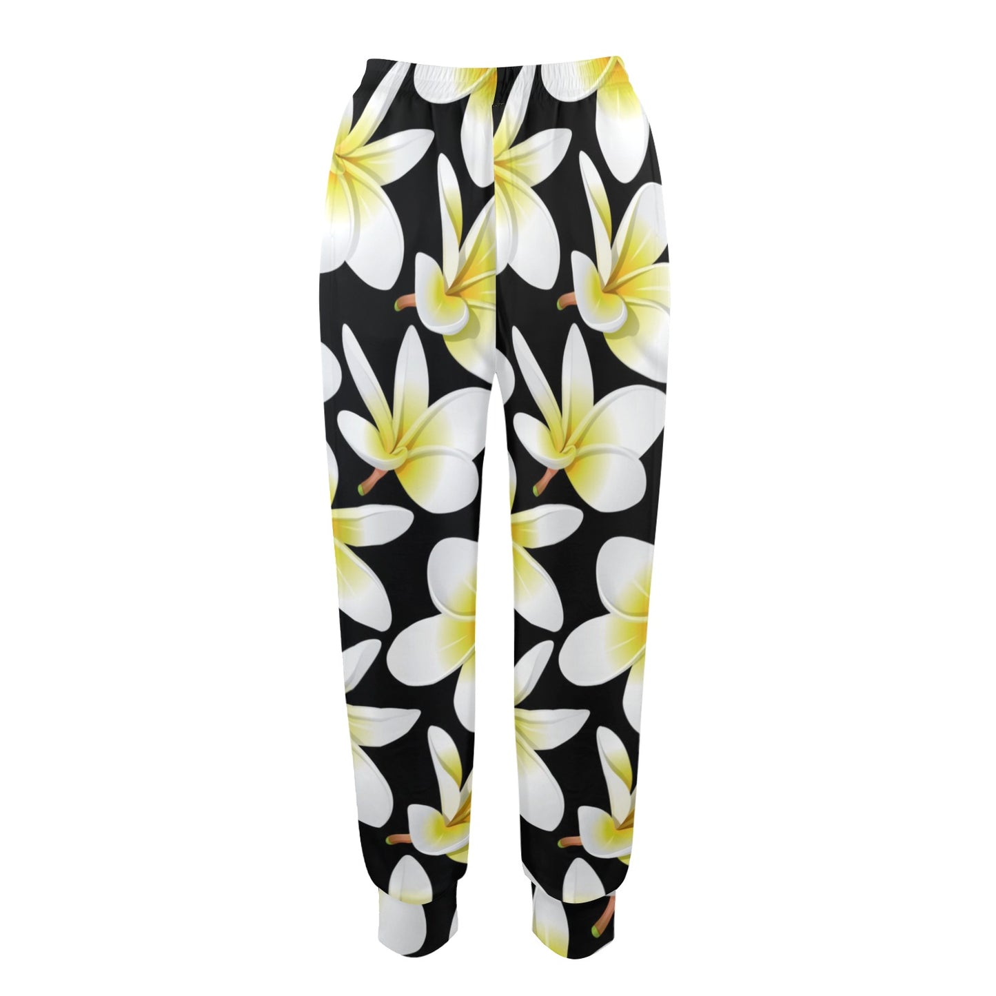 Yellow Plumeria Hawaiian Flowers Women's Casual Track Pants