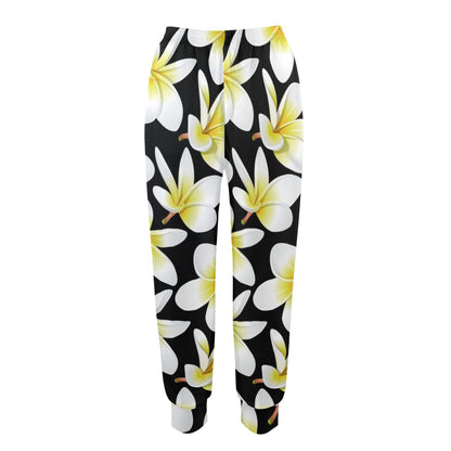 Yellow Plumeria Hawaiian Flowers Women's Casual Track Pants