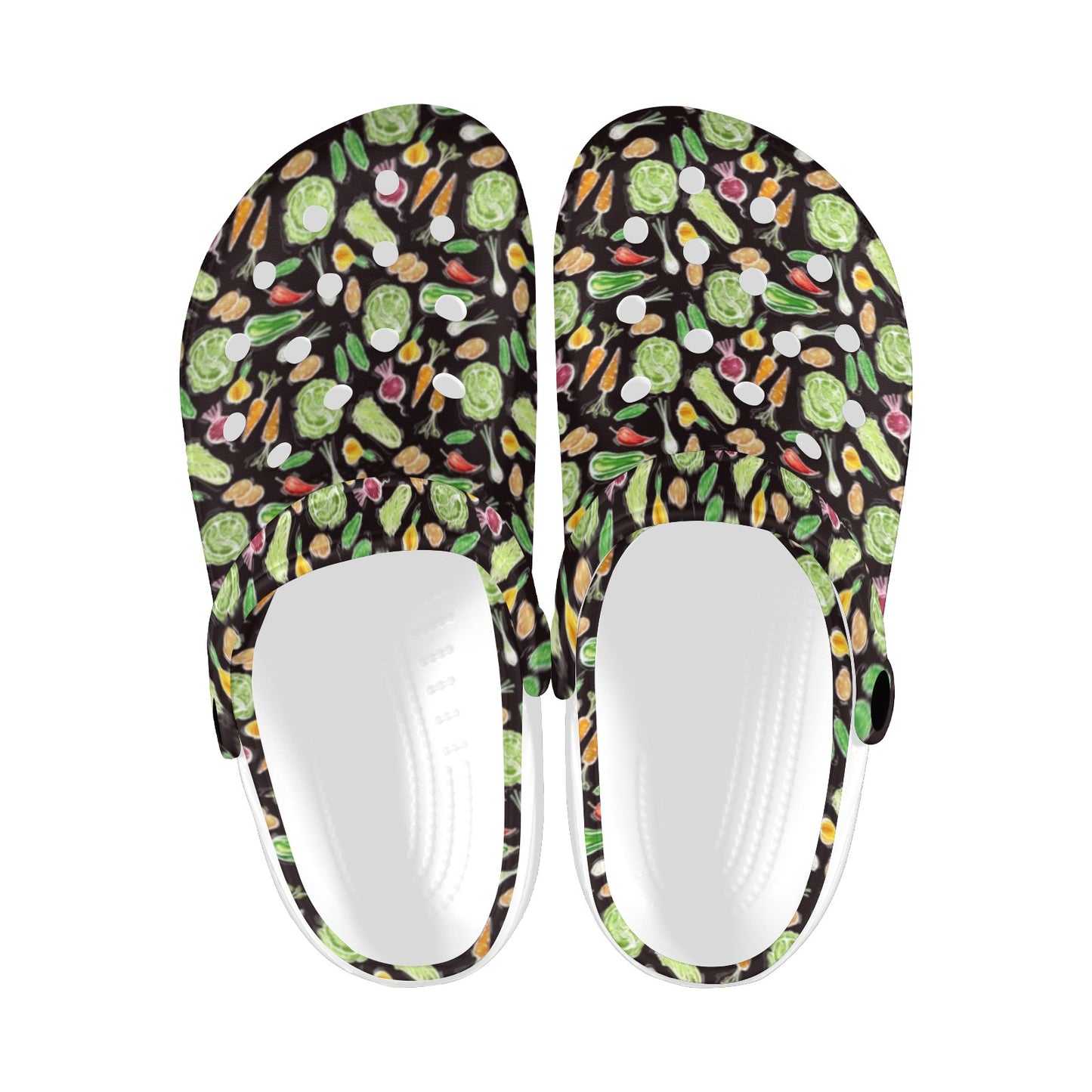 Vegan Draw Themed Design Print Unisex Clogs Shoes