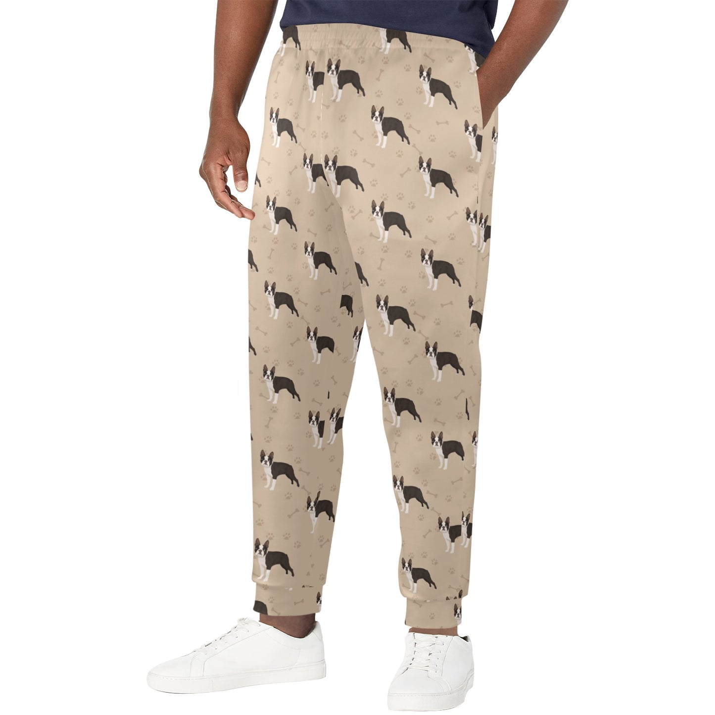 Boston Terrier Pattern Print Design 02 Men's Casual Track Pants