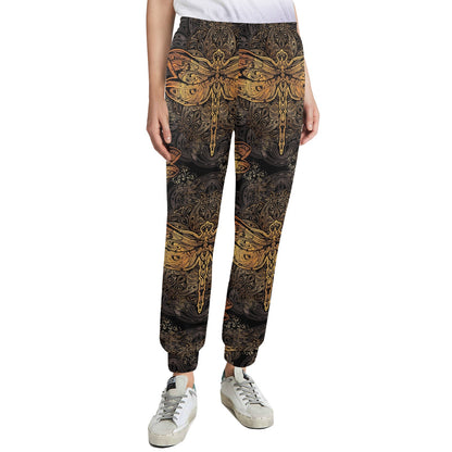 Gold Dragonfly Mandala Women's Casual Track Pants