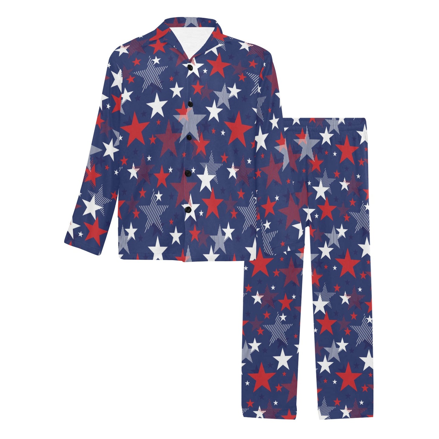 Star Print Design LKS304 Men's Long Pajama Set