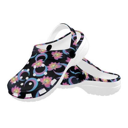Lotus with Moon Pink Print Themed Unisex Clogs Shoes