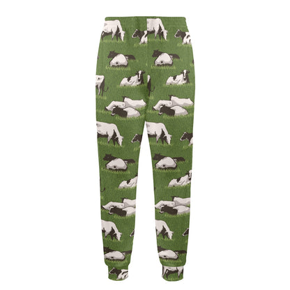 Cow on Grass Print Pattern Men's Casual Track Pants