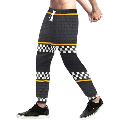 Checkered Flag Yellow Line Style Men's Sweatpants