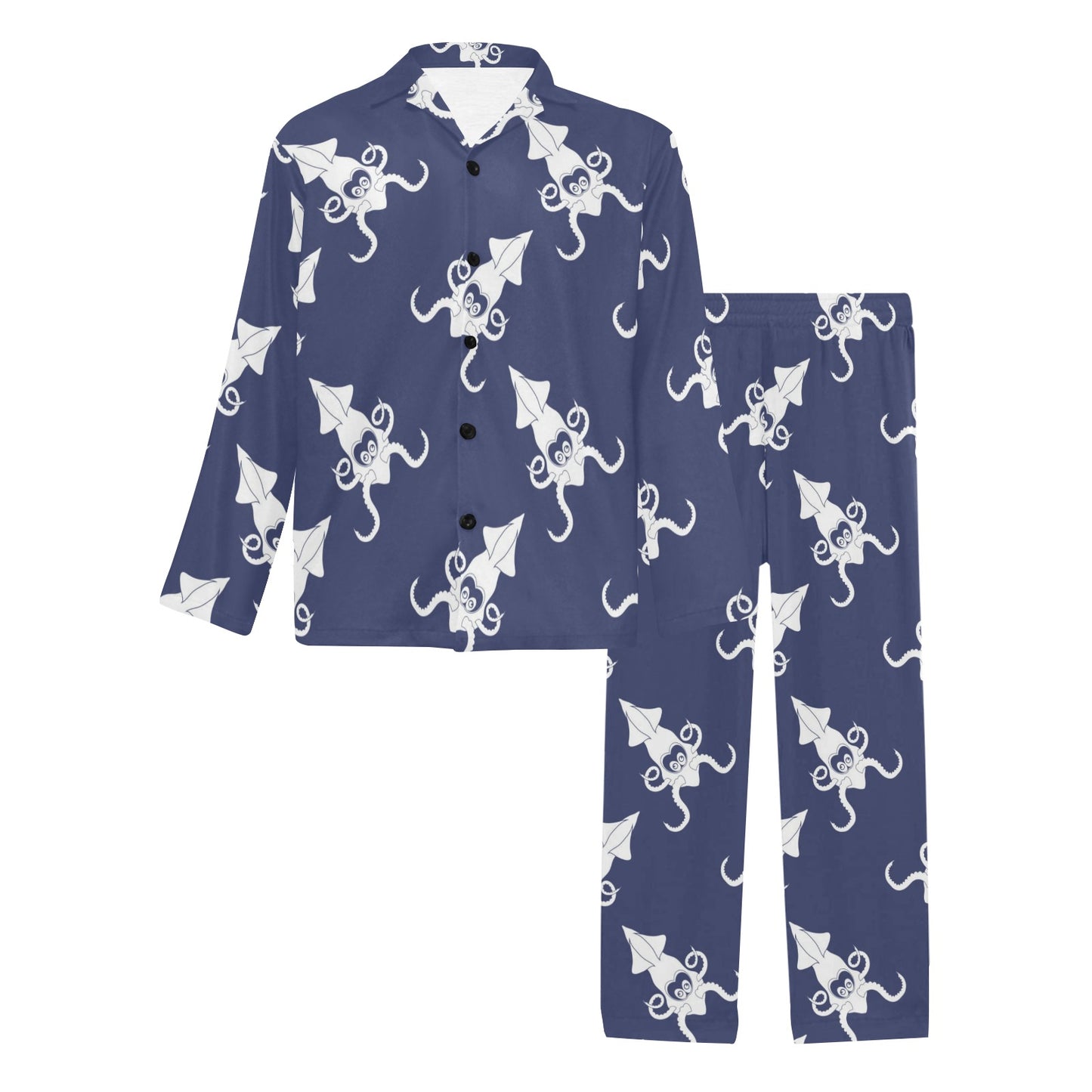 Giant Squid Pattern Print Design 02 Men's Long Pajama Set