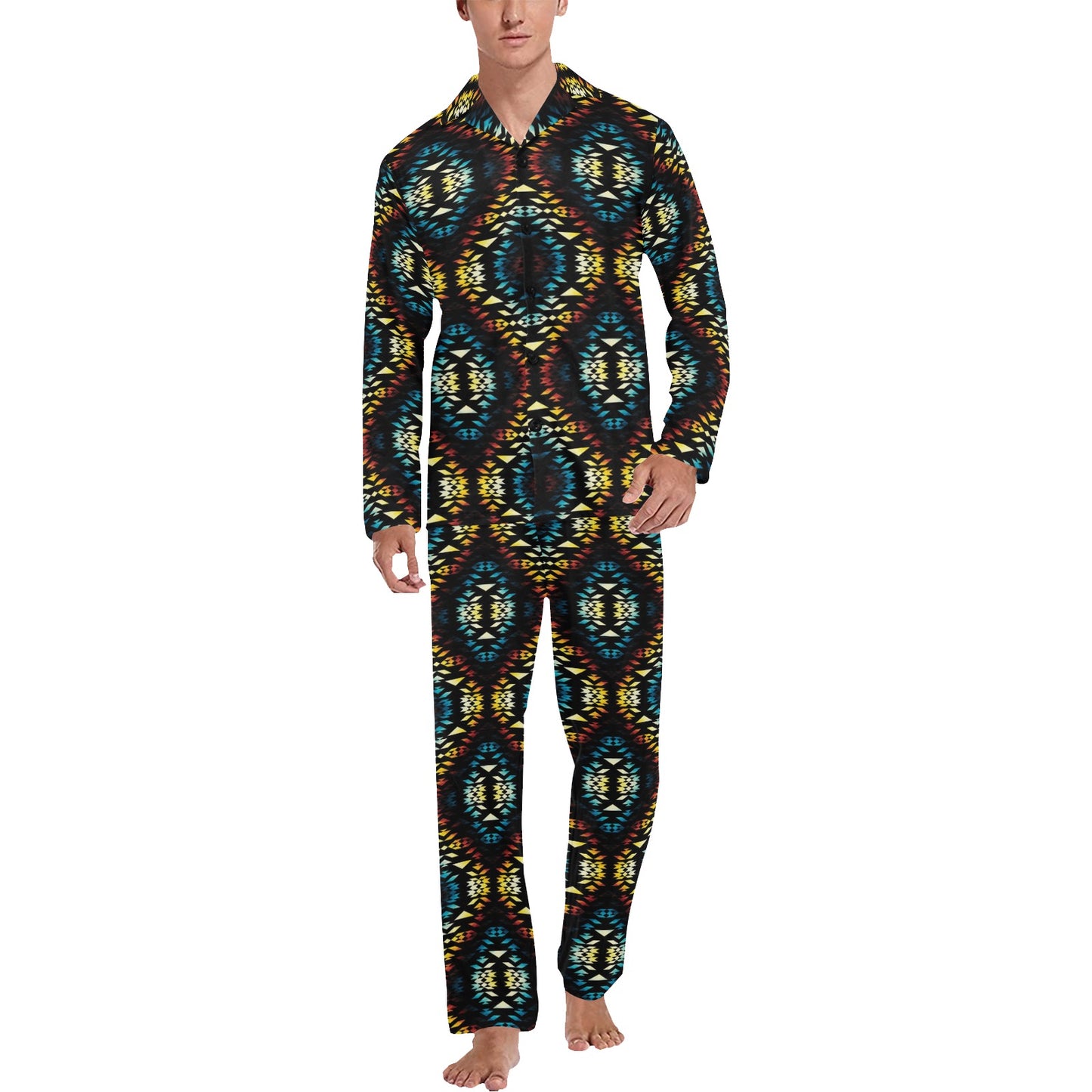 Tribal Pattern Print Design LKS309 Men's Long Pajama Set
