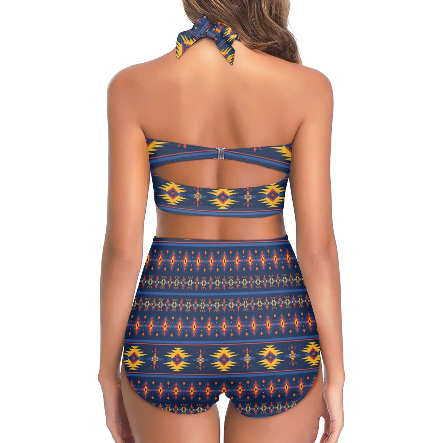 Southwest Pattern Print Design LKS306 Halter Neck Bikini Swimsuit