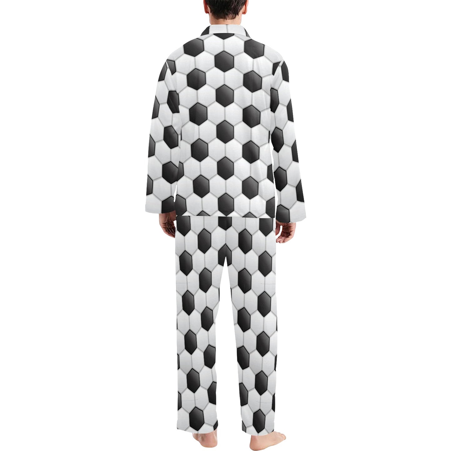 Soccer Ball Texture Print Pattern Men's Long Pajama Set
