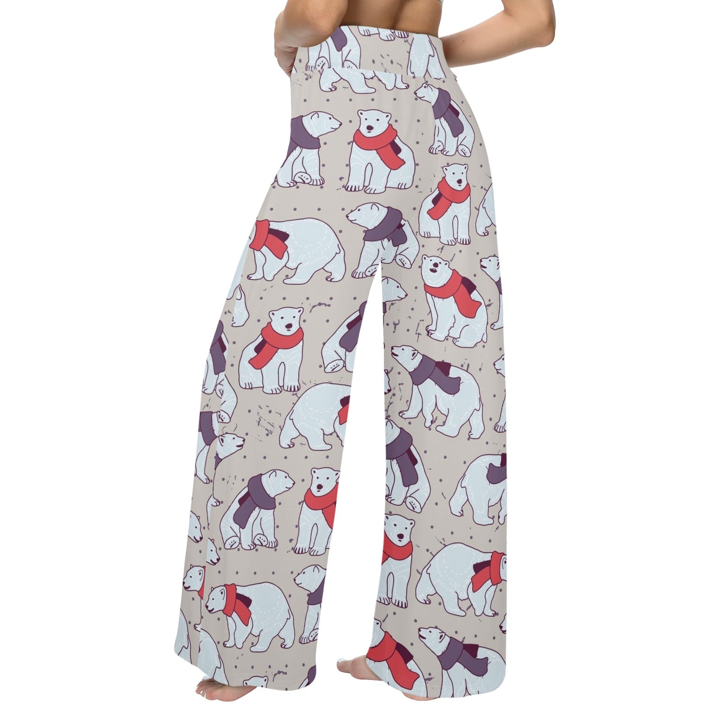 Polar Bear Pattern Print Design PB04 Women's Wide Leg Lounge Pants