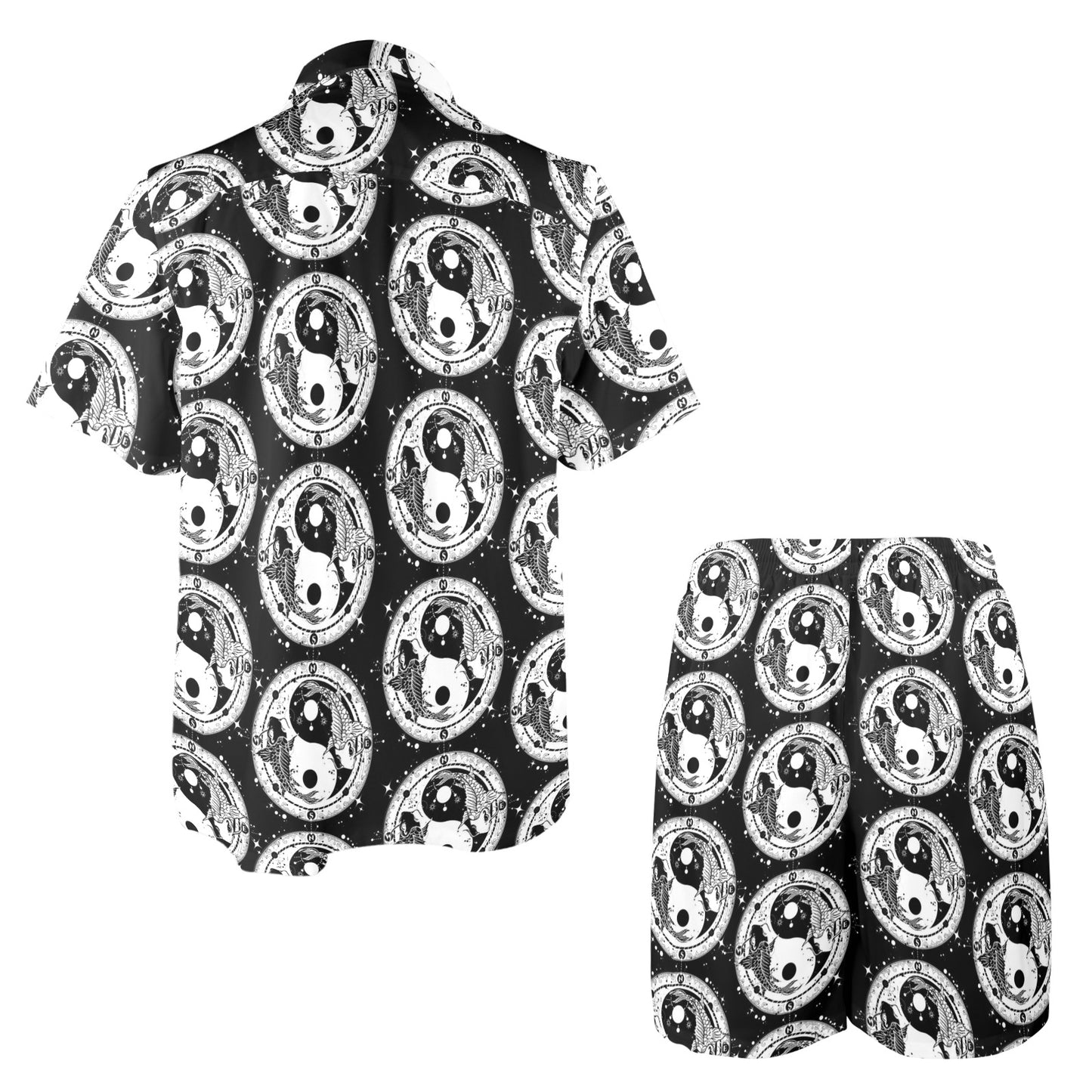 Yin Yang Koi Fish Men's Beach Shirt and Shorts Set