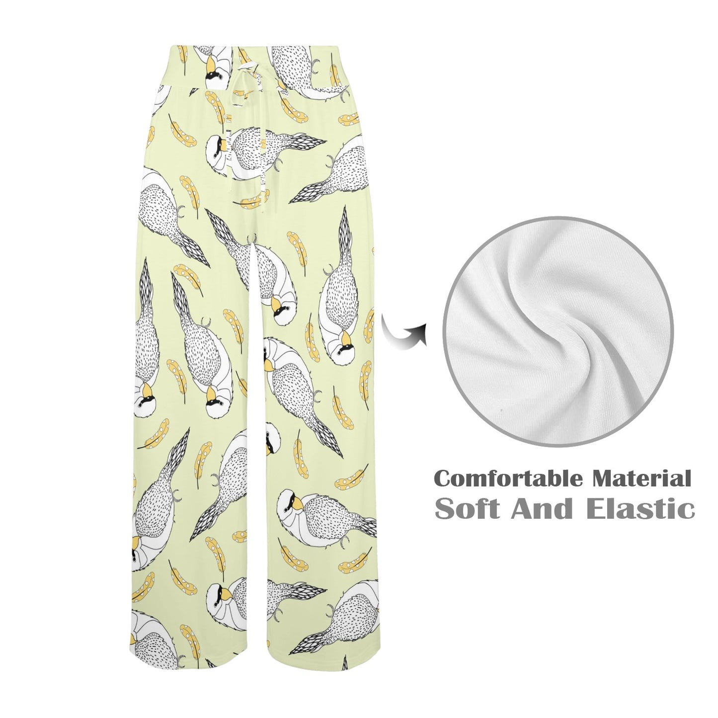 Parakeet Pattern Print Design A03 Women's Wide Leg Lounge Pants