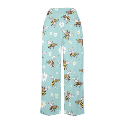 Bee Pattern Print Design BEE010 Women's Wide Leg Lounge Pants
