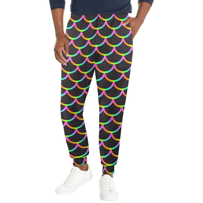 Mermaid Tail Rainbow Design Print Men's Casual Track Pants