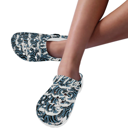Surf Wave Pattern Print Unisex Clogs Shoes