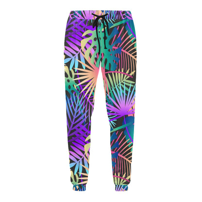Neon Flower Tropical Palm Leaves Men's Sweatpants