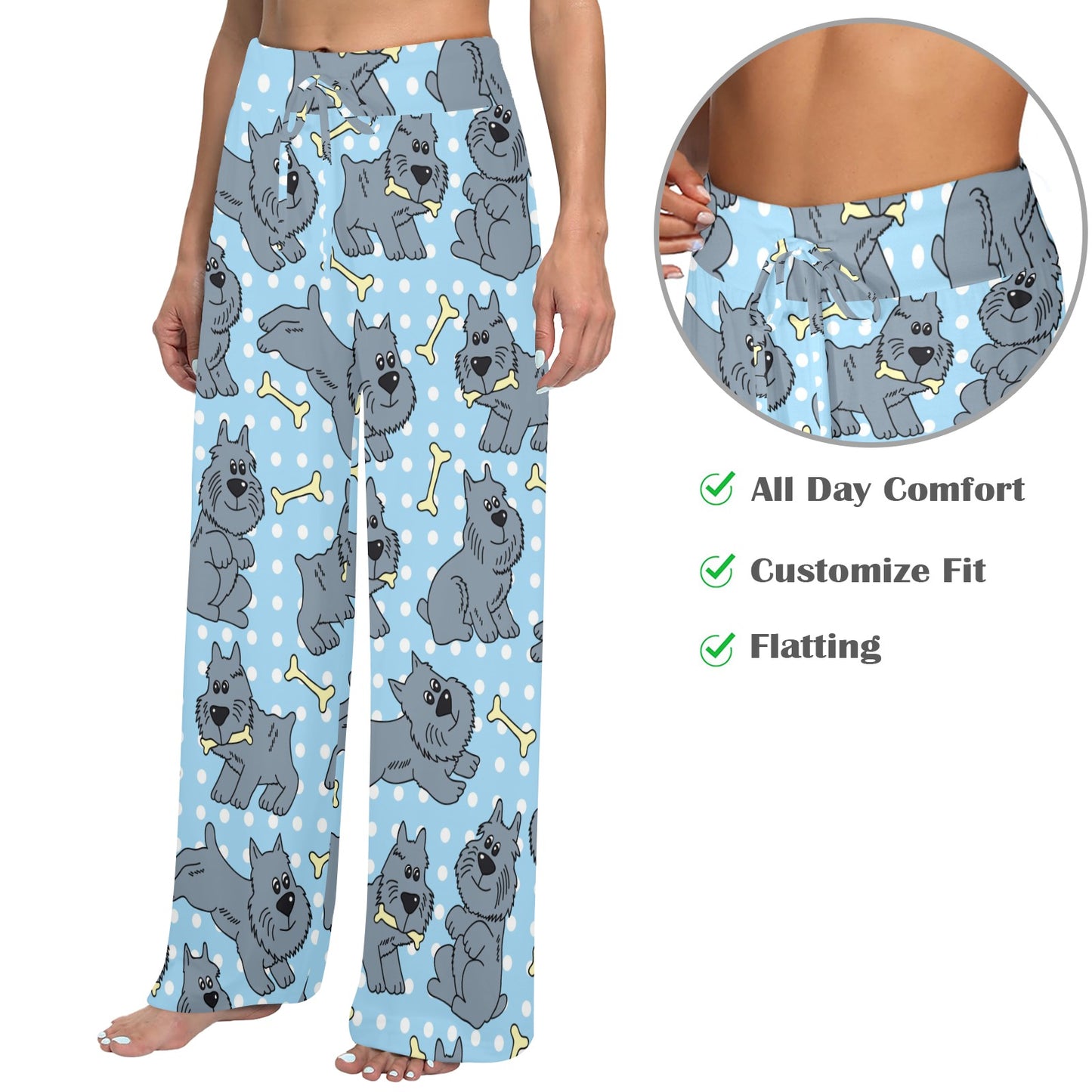 Schnauzers Pattern Print Design A02 Women's Wide Leg Lounge Pants