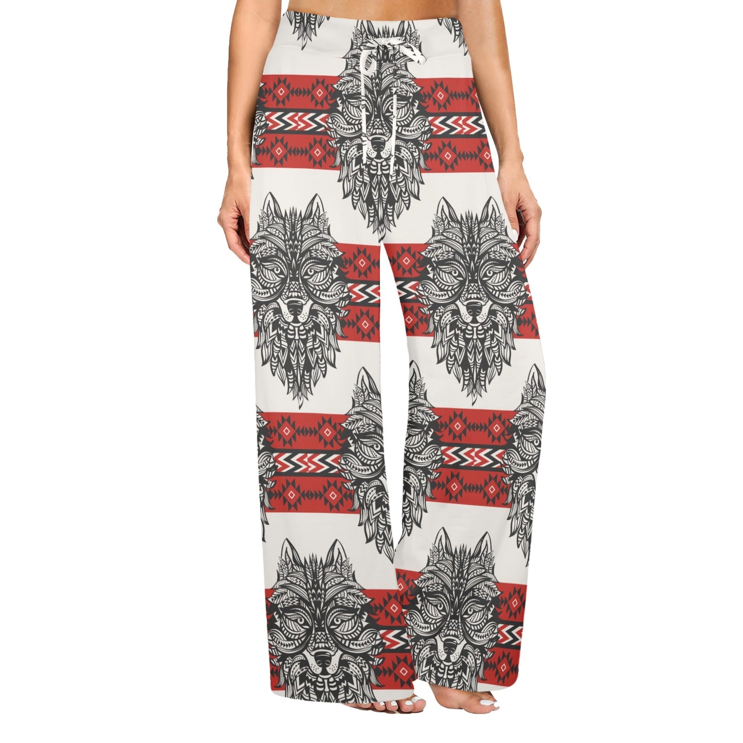 Native Indian Wolf Women's Wide Leg Lounge Pants