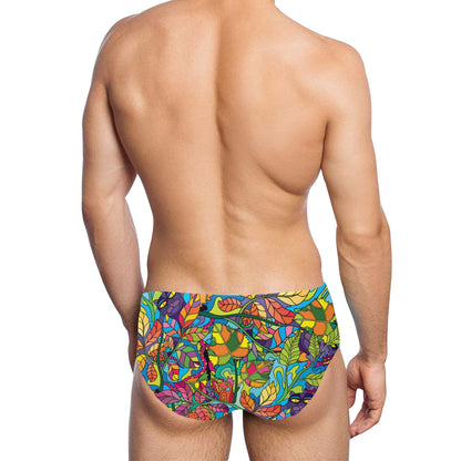 Psychedelic Trippy Flower Print Men's Swimming Briefs