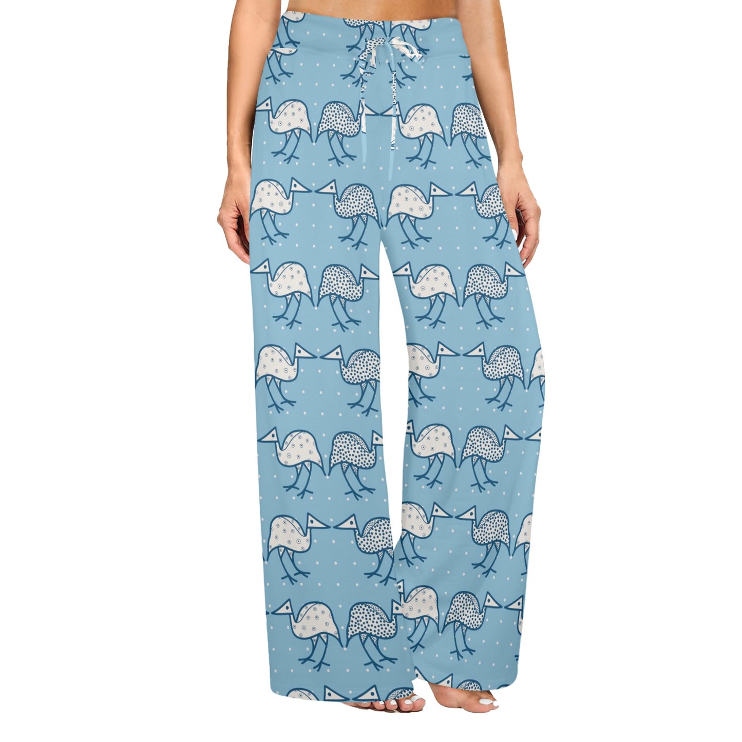 Emu Pattern Print Design 01 Women's Wide Leg Lounge Pants