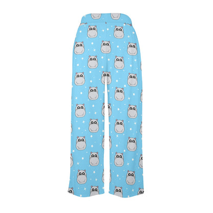 Hippo Design Print Pattern JJ0347 Women's Wide Leg Lounge Pants