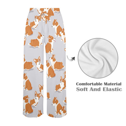 Pembroke Welsh Corgis Pattern Print Design A04 Women's Wide Leg Lounge Pants