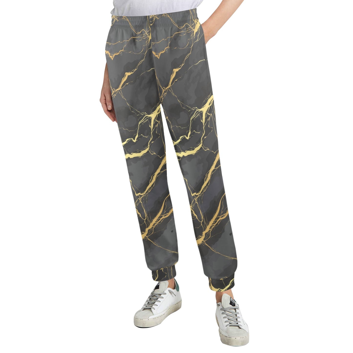 Marble Pattern Print Design 02 Women's Casual Track Pants