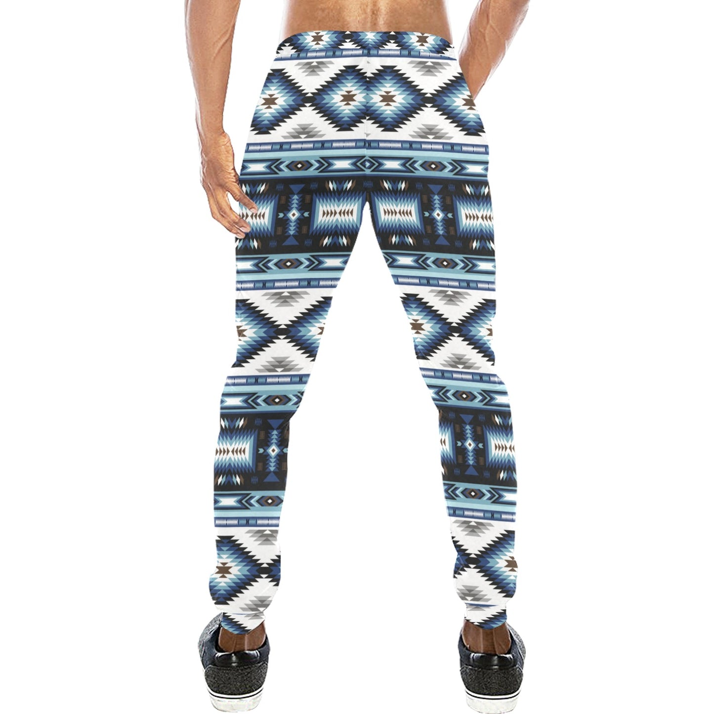 Navajo Dark Blue Print Pattern Men's Sweatpants