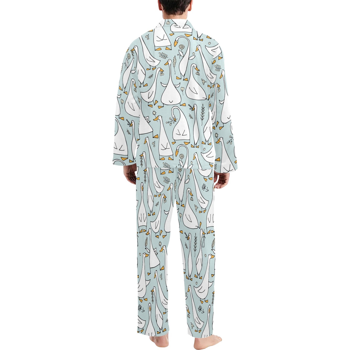 Goose Pattern Print Design 03 Men's Long Pajama Set