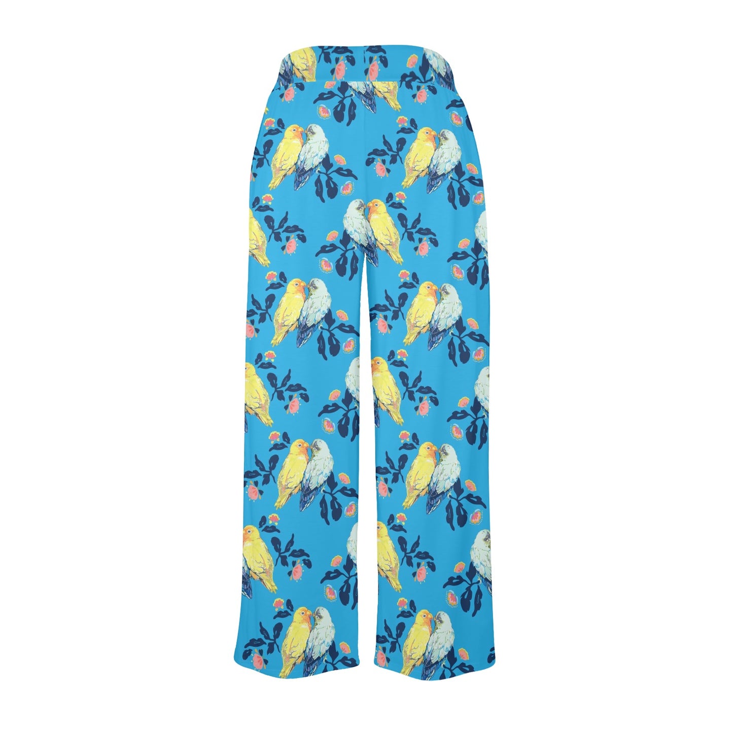 Lovebird Pattern Print Design 03 Women's Wide Leg Lounge Pants