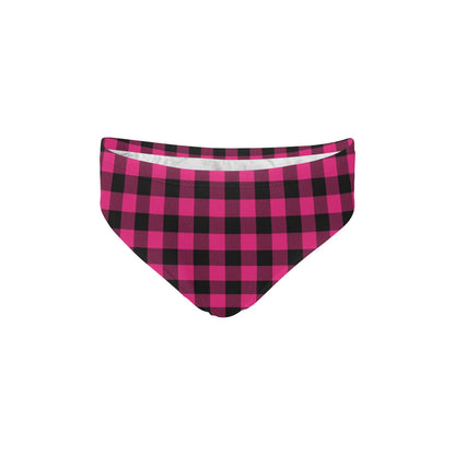 Pink Tartan Plaid Pattern Men's Swimming Briefs