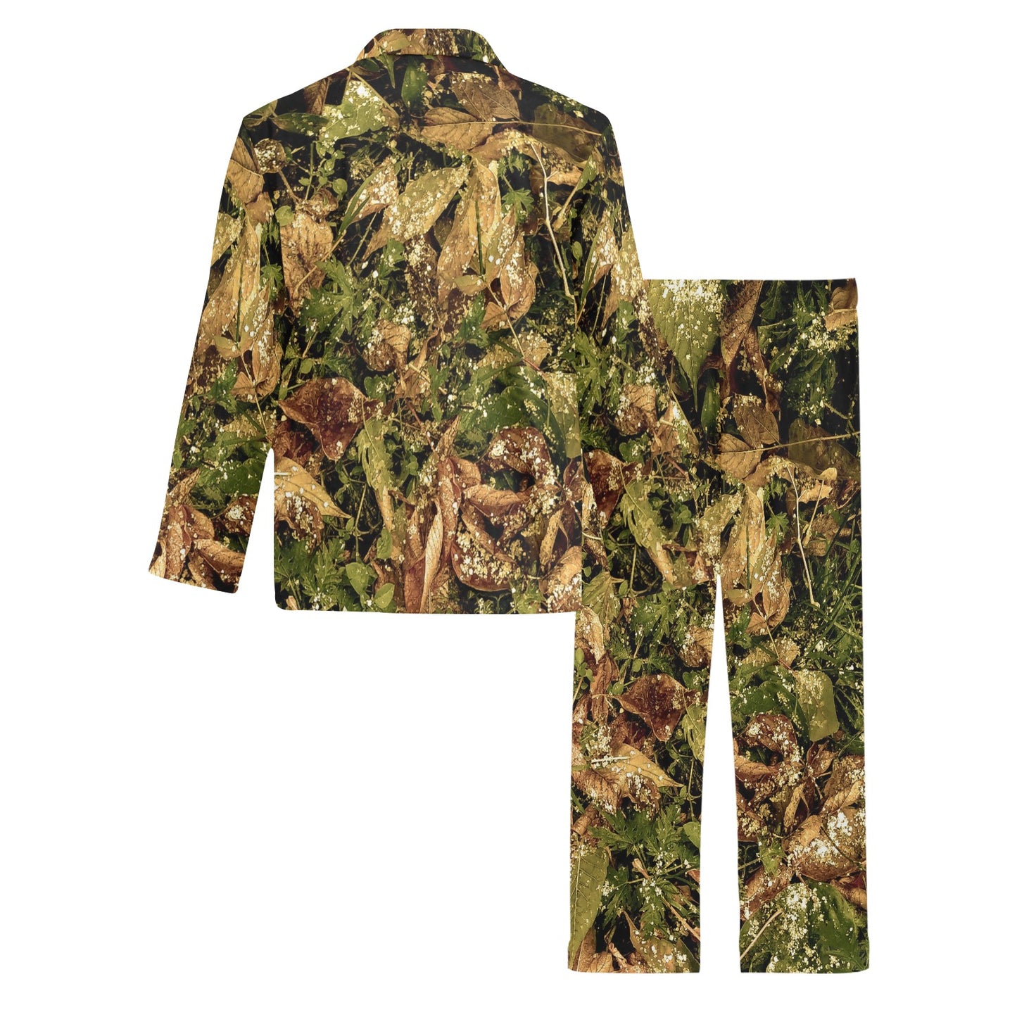 Camo Realistic Tree Forest Texture Print Men's Long Pajama Set