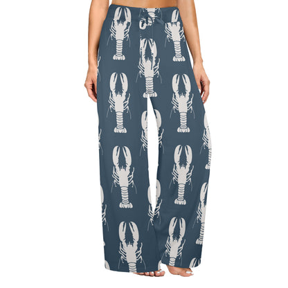 Lobster Pattern Print Design 02 Women's Wide Leg Lounge Pants
