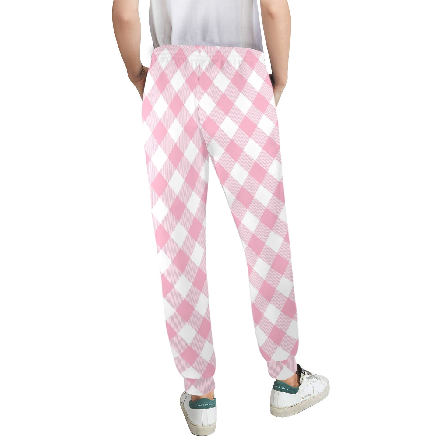 Gingham Pink Pattern Print Design 02 Women's Casual Track Pants