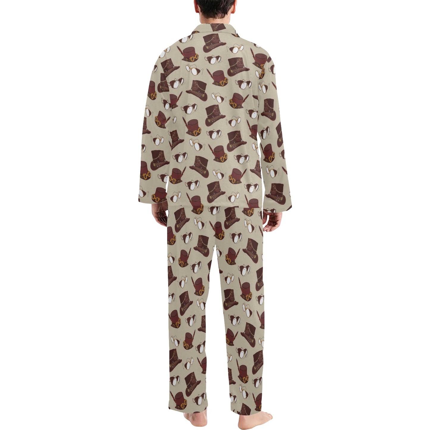 Steampunk Hat Print Design LKS301 Men's Long Pajama Set
