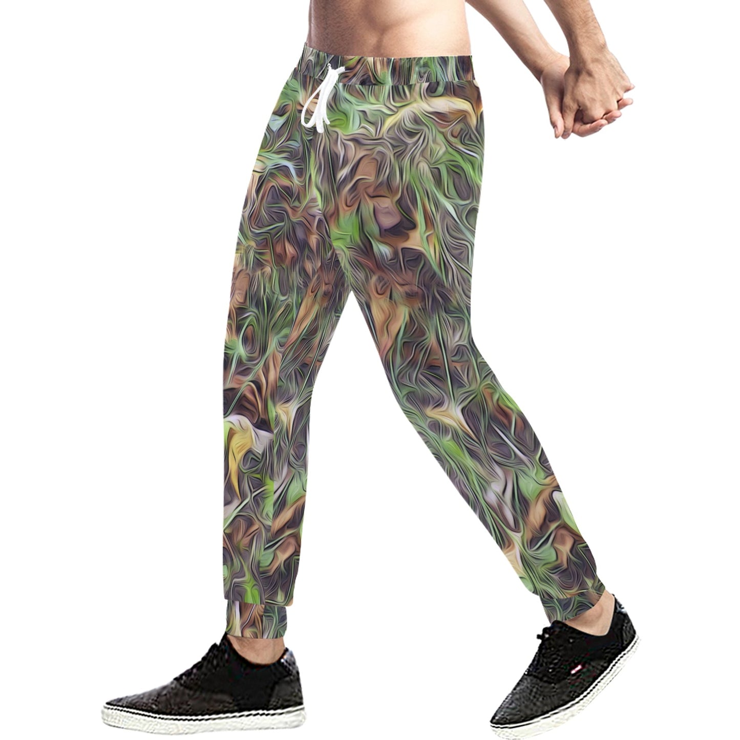Camouflage Realistic Tree Print Men's Sweatpants