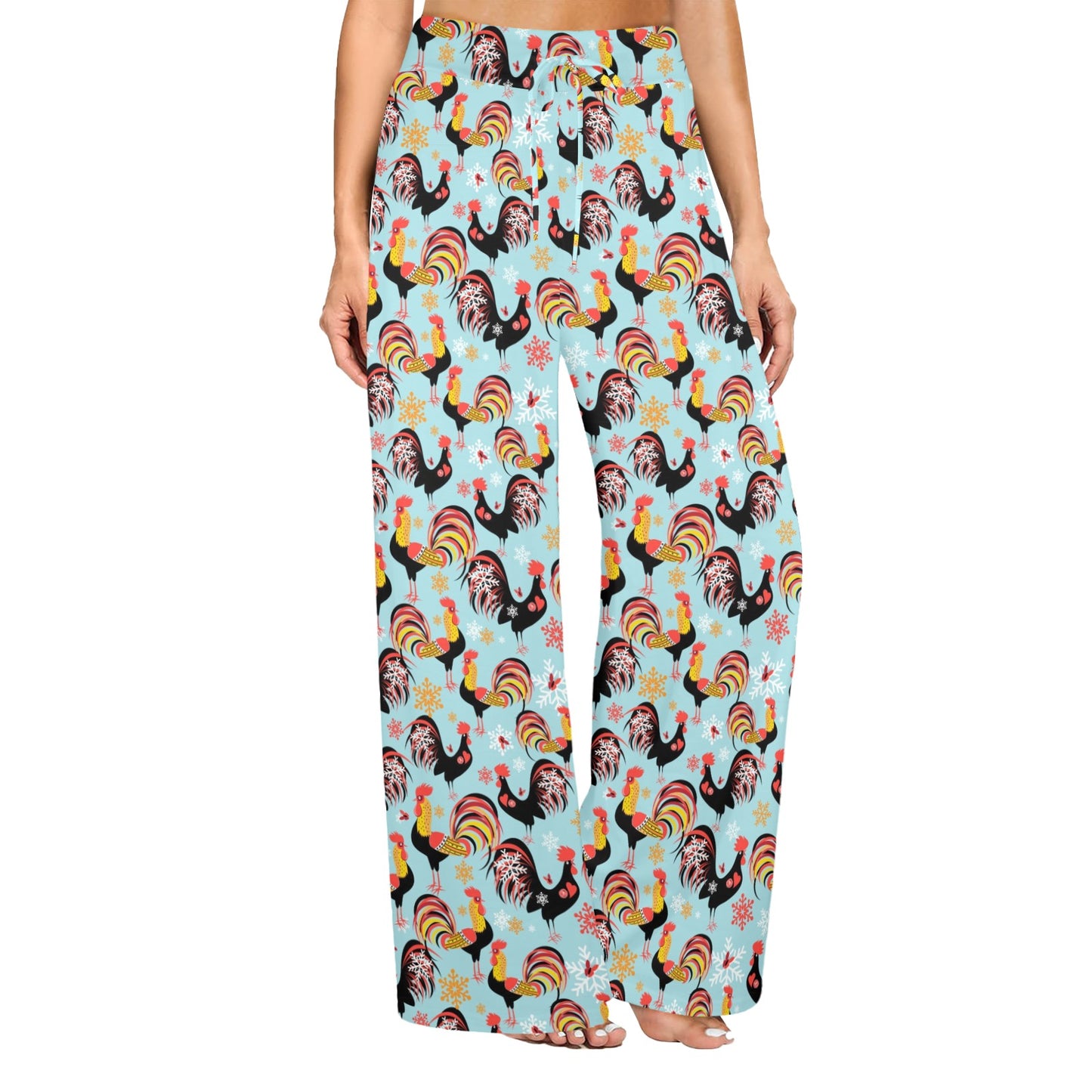 Rooster Themed Design Women's Wide Leg Lounge Pants