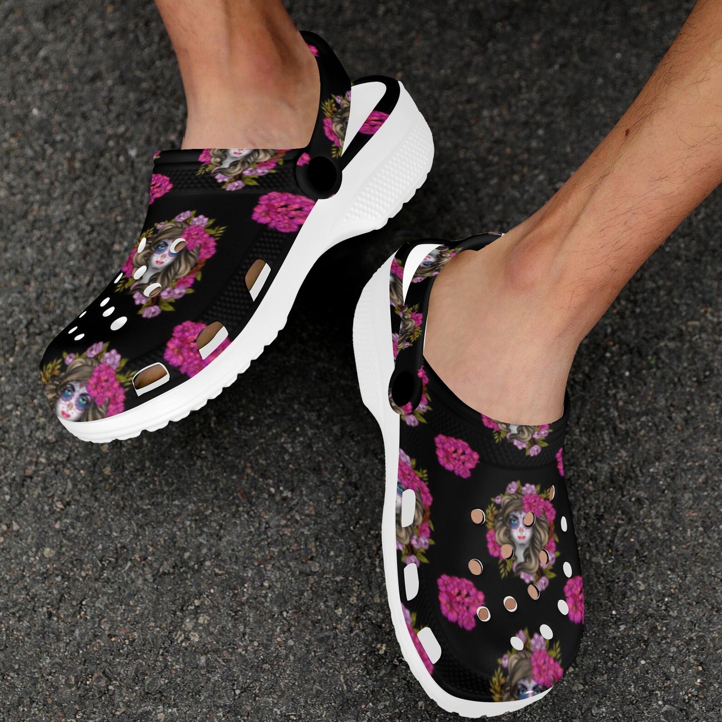 Day of the Dead Makeup Girl Unisex Clogs Shoes