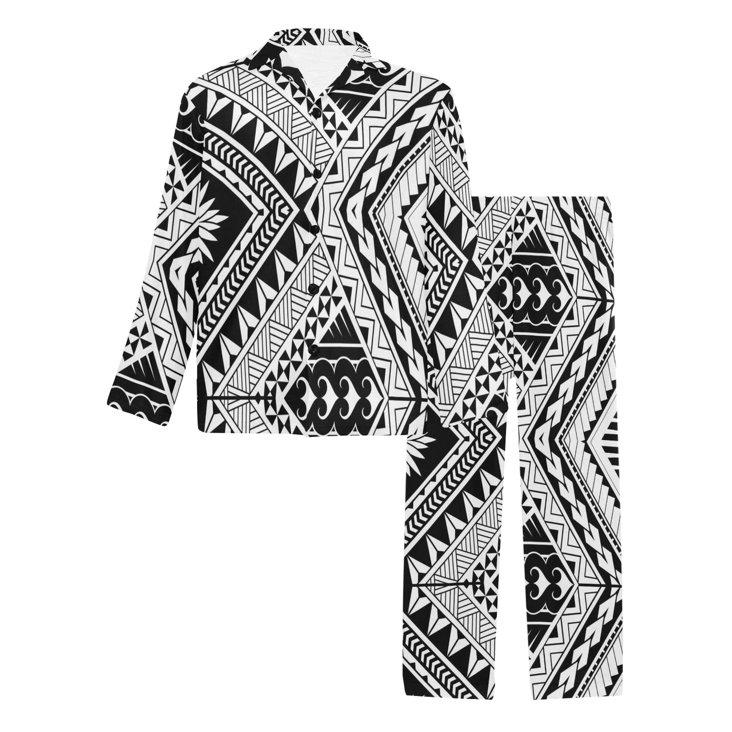 Samoan Tattoo Style Print Design LKS307 Men's Long Pajama Set