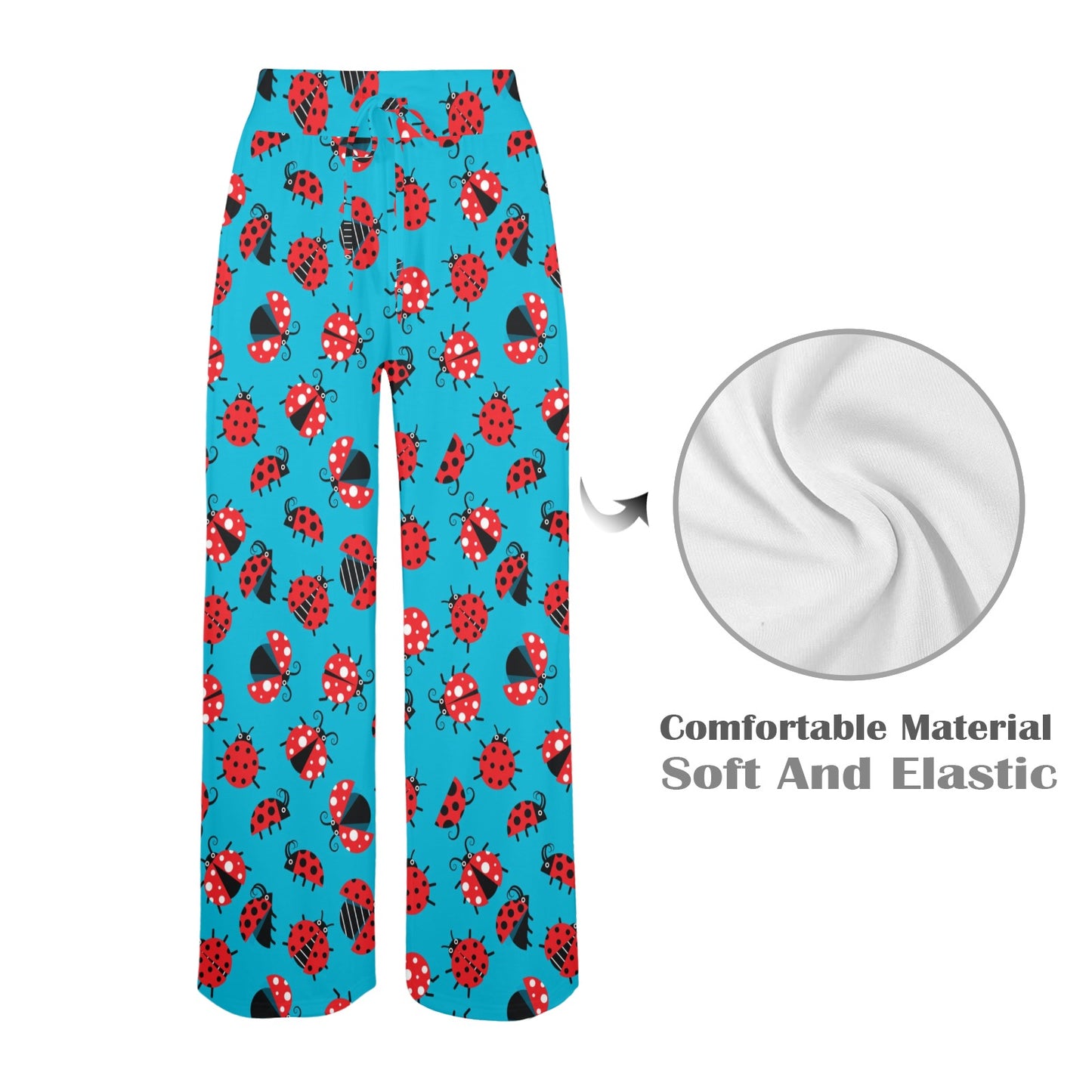 Ladybug Action Print Pattern Women's Wide Leg Lounge Pants